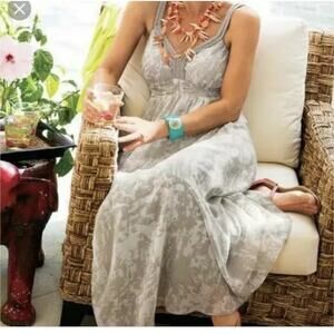 SOFT SURROUNDINGS "Summer Breeze" Halter Maxi Dress Neutral Size SMALL Strappy